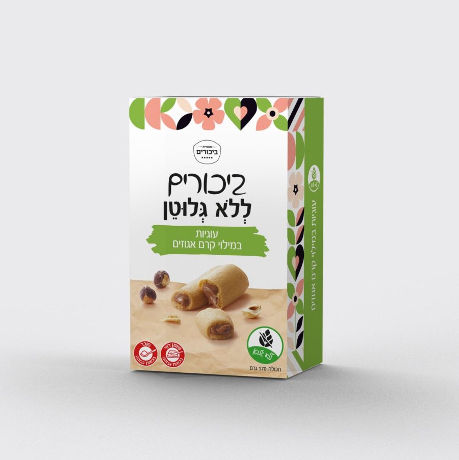 עוגיות במילוי קרם נוגט עם נטיפי שוקולד ללא גלוטן ביכורים 170 גרם
