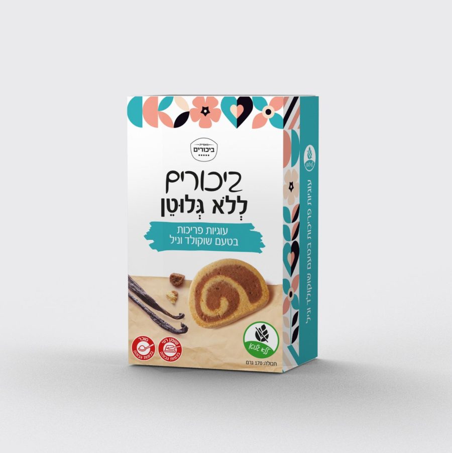 עוגיות פריכות בטעם שוקולד וניל ללא גלוטן ביכורים 170 גרם